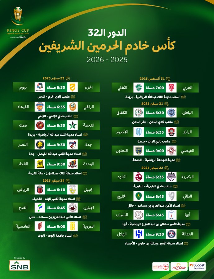 مواعيد مباريات كأس الملك